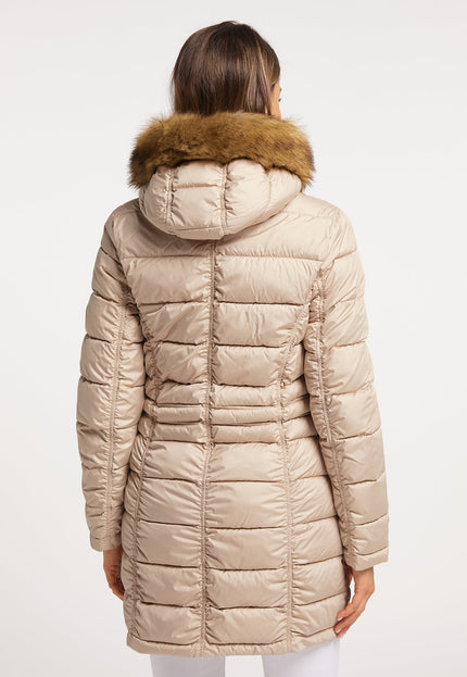 faina Women's Quilted Coat With Faux Fur