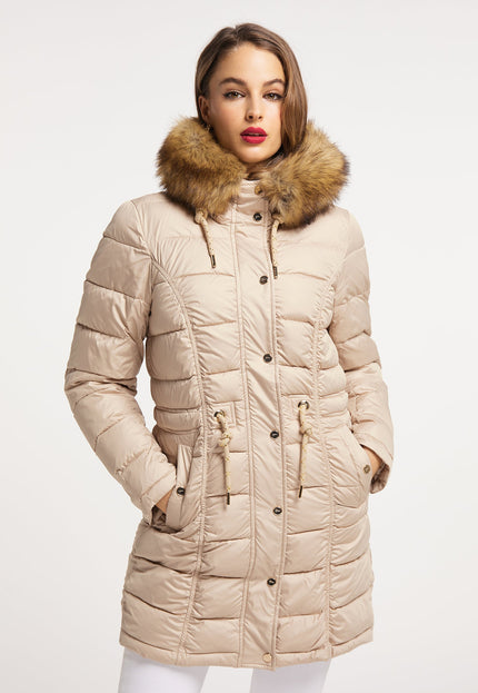 faina Women's Quilted Coat With Faux Fur