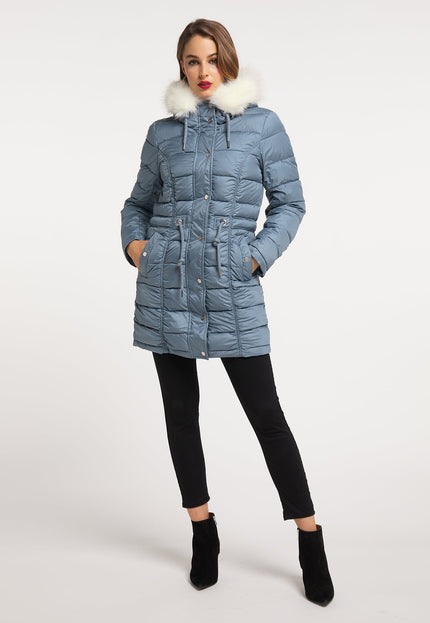 faina Women's Quilted Coat With Faux Fur