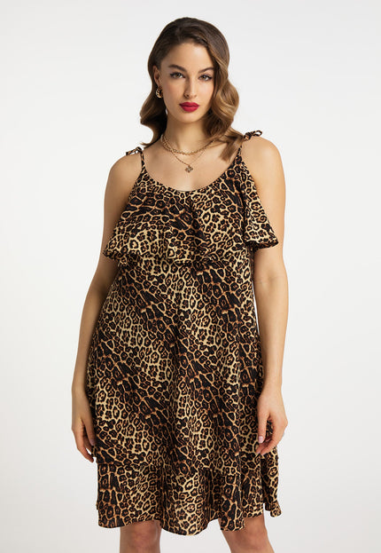 faina Damen Kleid mit Leopardenmuster