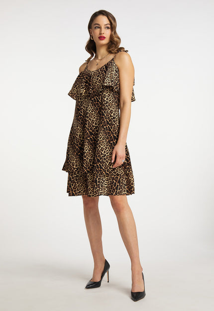 faina Damen Kleid mit Leopardenmuster