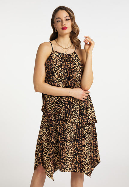 faina Damen Kleid mit Leopardenmuster