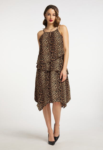 faina Damen Kleid mit Leopardenmuster