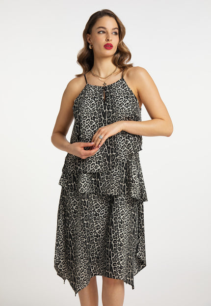 faina Damen Kleid mit Leopardenmuster