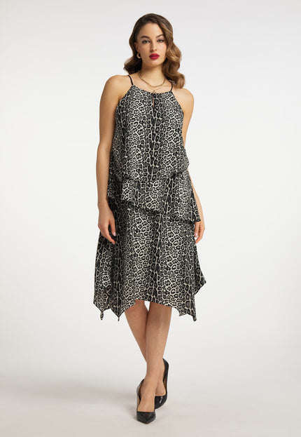 faina Damen Kleid mit Leopardenmuster