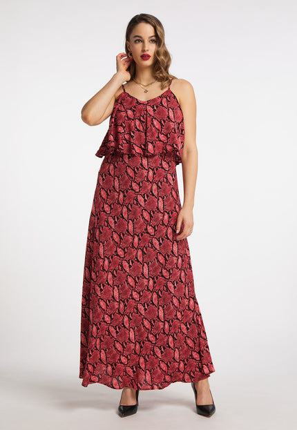 faina Damen Schlangenprint Maxi Kleid