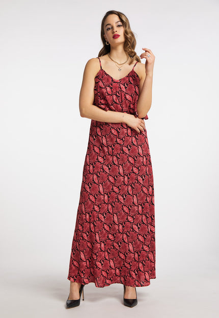 faina Damen Schlangenprint Maxi Kleid