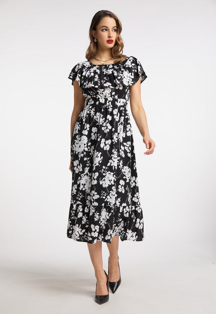 faina Damen Midi Kleid mit Allover-Print