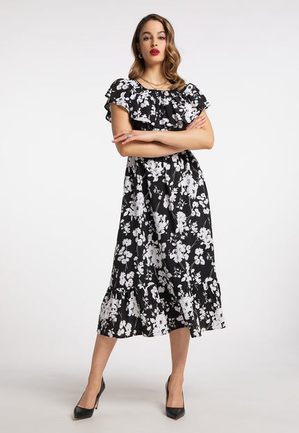 faina Damen Midi Kleid mit Allover-Print