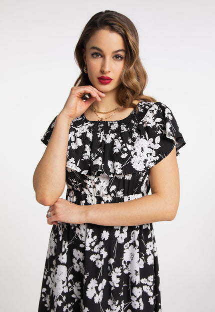 faina Damen Midi Kleid mit Allover-Print