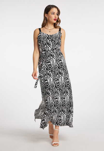 faina Damen Zebra-Print Maxi Kleid