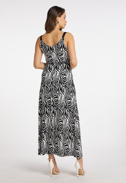 faina Damen Zebra-Print Maxi Kleid