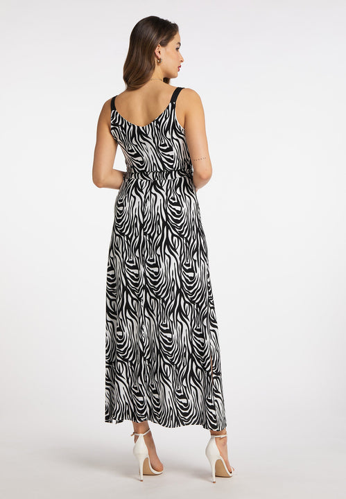 faina Damen Zebra-Print Maxi Kleid