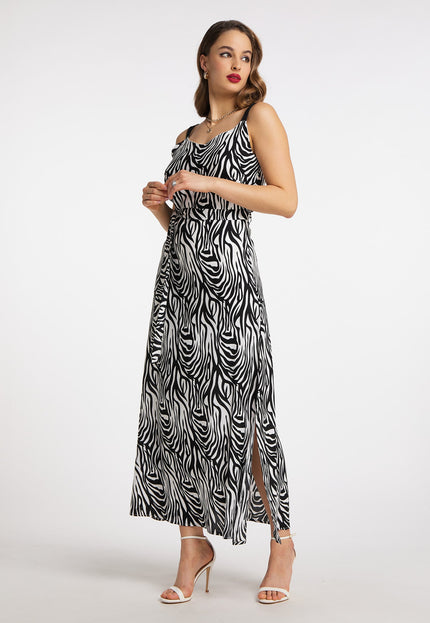 faina Damen Zebra-Print Maxi Kleid