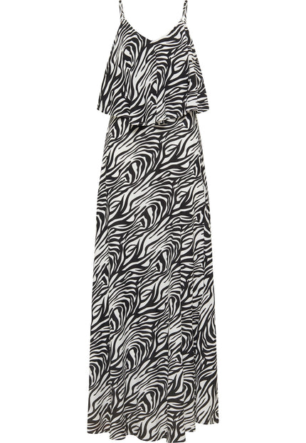 faina Damen Zebra-Print Maxi Kleid