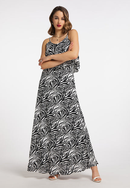 faina Damen Zebra-Print Maxi Kleid