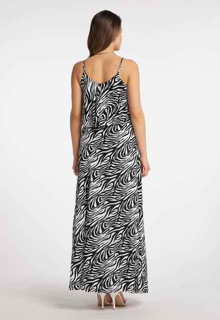 faina Damen Zebra-Print Maxi Kleid