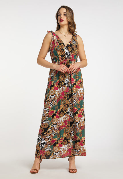 faina Damen Maxi Kleid mit Allover-Print