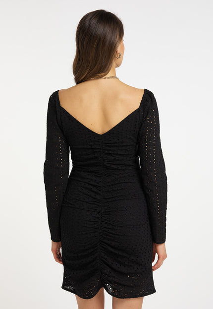 faina Damen Kleid mit Broderie Anglaise