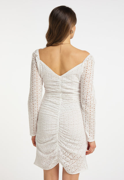 faina Damen Kleid mit Broderie Anglaise