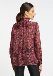 faina Women's Ruffled Blouse With Leopard Print