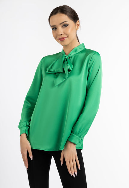 faina Damen Bluse mit Schleifenkragen