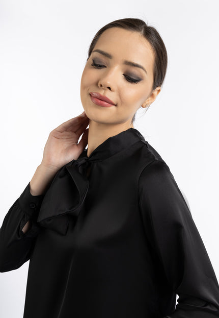 faina Damen Bluse mit Schleifenkragen