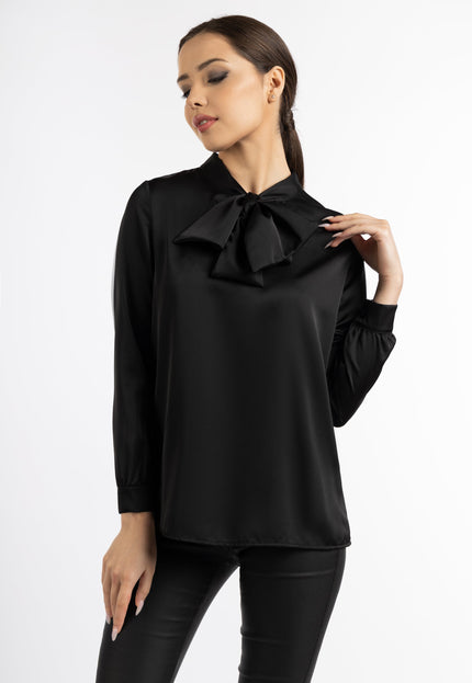 faina Damen Bluse mit Schleifenkragen