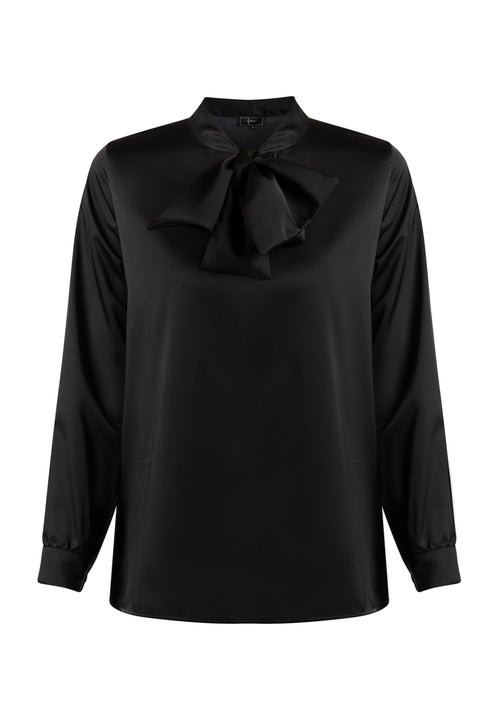 faina Damen Bluse mit Schleifenkragen