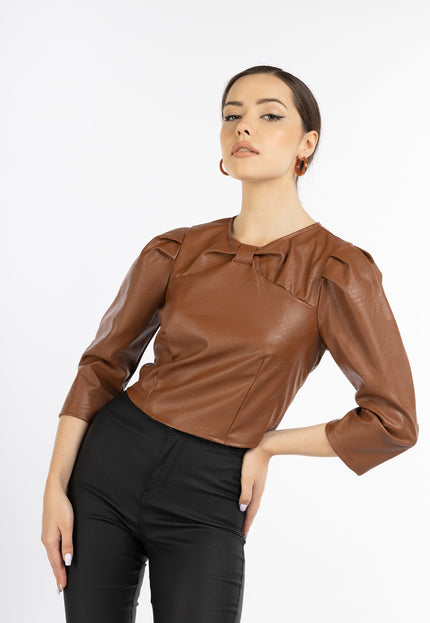 faina Damen Bluse aus Kunstleder