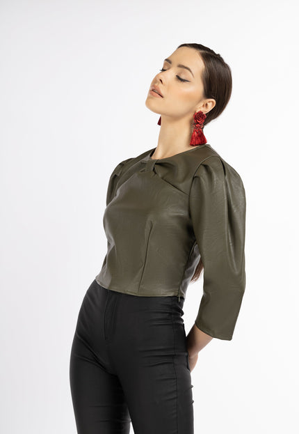 faina Damen Bluse aus Kunstleder