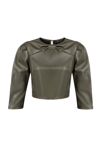 faina Women's Faux Leather Blouse