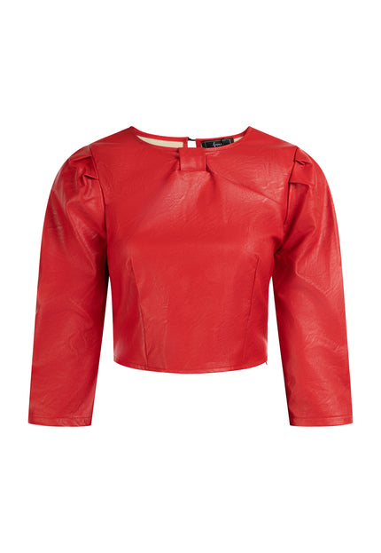 faina Women's Faux Leather Blouse