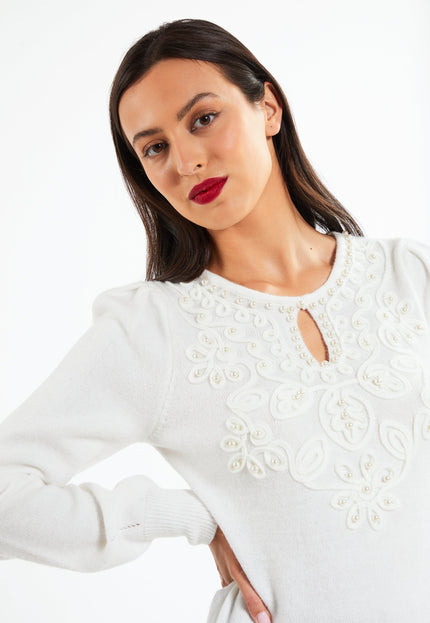 faina Women's Knitted Sweater With Pearls