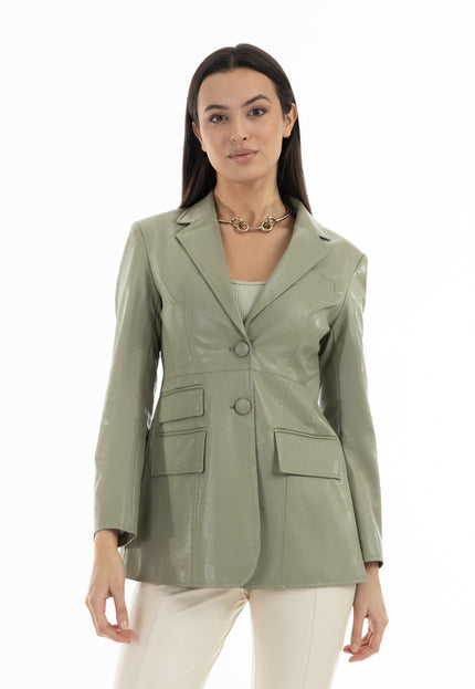 faina Women's Faux Leather Blazer