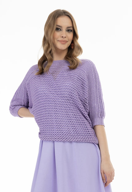 faina Damen weitmaschiger Strickpullover