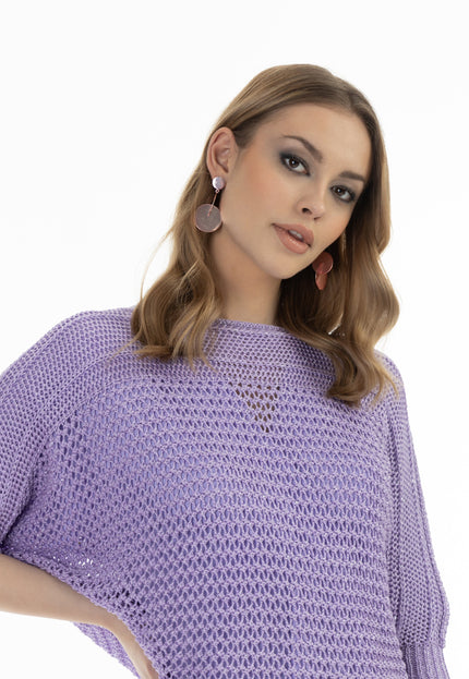 faina Damen weitmaschiger Strickpullover