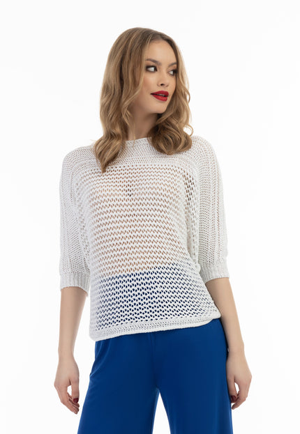 faina Damen weitmaschiger Strickpullover