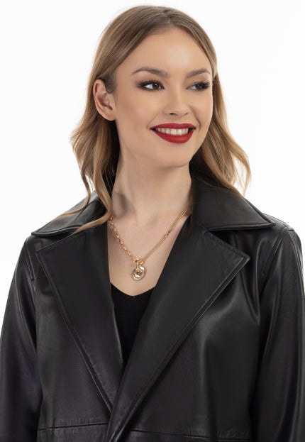 faina Women's Leather Blazer Jacket