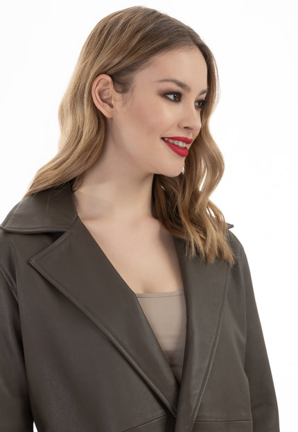 faina Women's Leather Blazer Jacket