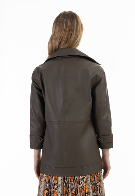 faina Women's Leather Blazer Jacket