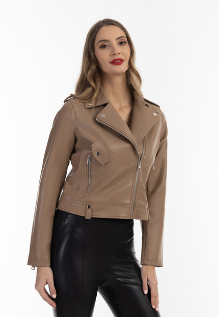 faina Women's Faux Leather Biker Jacket