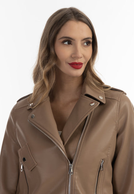 faina Women's Faux Leather Biker Jacket