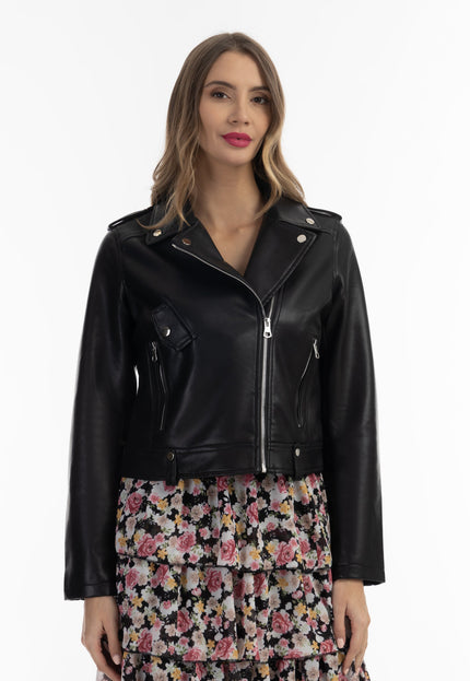 faina Women's Faux Leather Biker Jacket