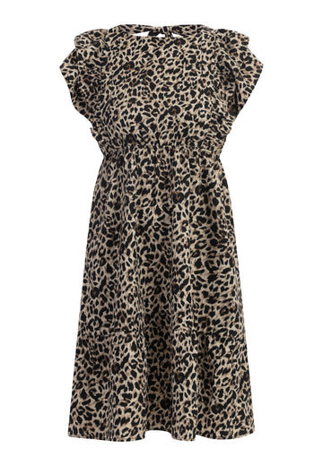 faina Women's Midi Dress With Leopard Print