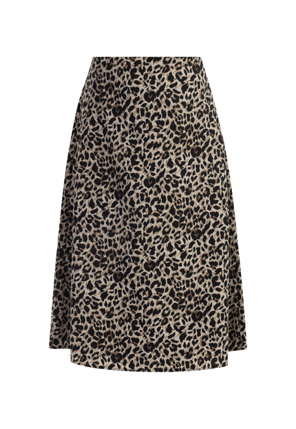 faina Damen Midi-Rock mit Leopardenmuster