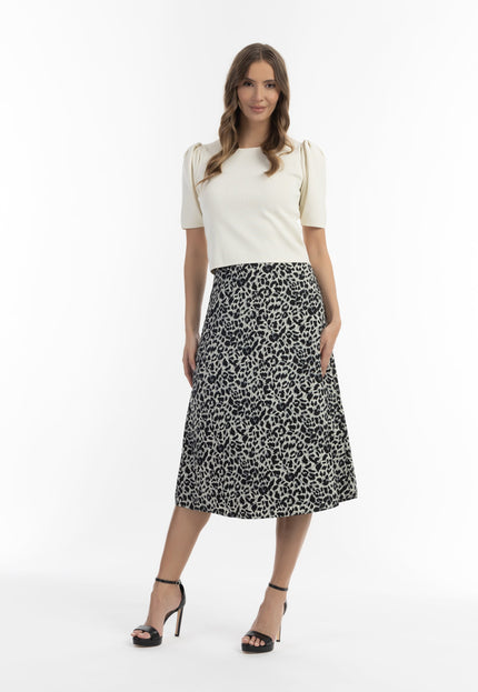 faina Damen Midi-Rock mit Leopardenmuster