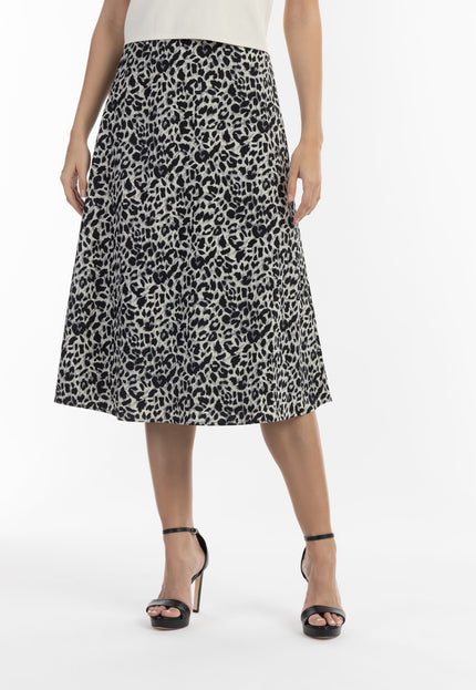 faina Damen Midi-Rock mit Leopardenmuster