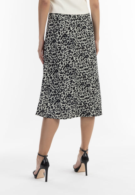 faina Damen Midi-Rock mit Leopardenmuster