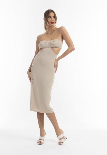 faina Damen Midi Kleid mit Ausschnitten